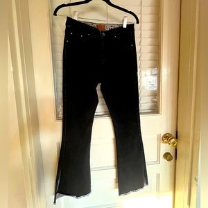 POL Flared Split Hem Dark Wash Jeans Small